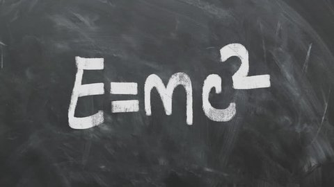 Albert Einstein's Most Famous Equation E=MC2 On Chalkboard. Great For Your Science / Physics / Math Related Projects. High Quality Animation. 1080p 60fps