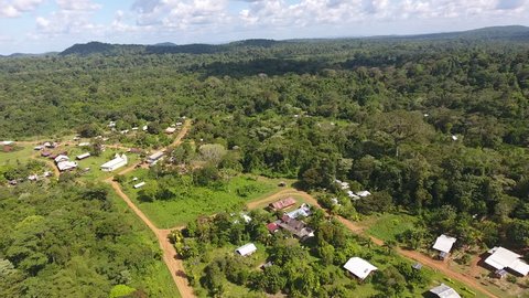 Aerial view of Saul remote village in the Guiana Amazonian Park.