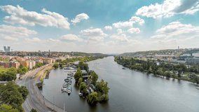 Vltava River in Prague / Time Lapse Video 4K