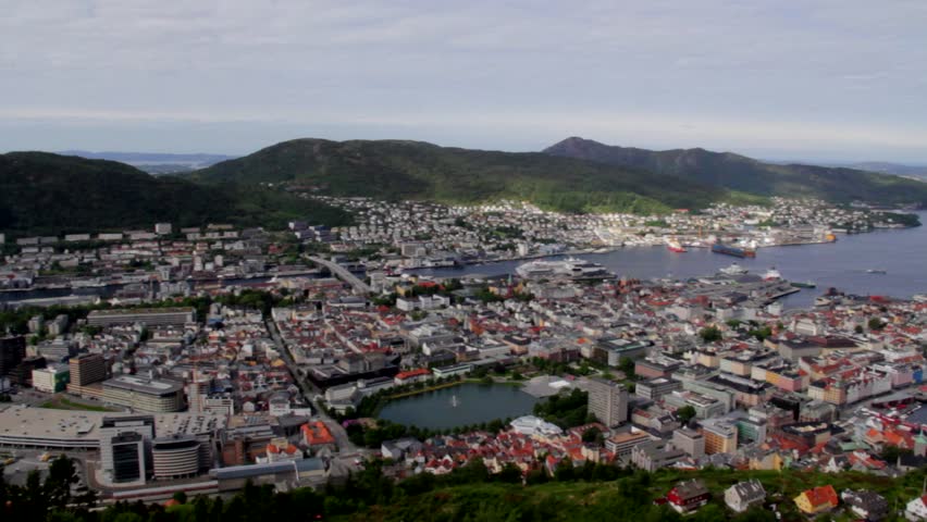 A Pan of Bergen, Norway From Mount Floyen