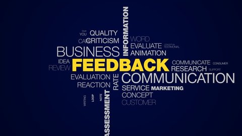 feedback communication business information answer client comment message opinion assessment rating animated word cloud background in uhd 4k 3840 2160.