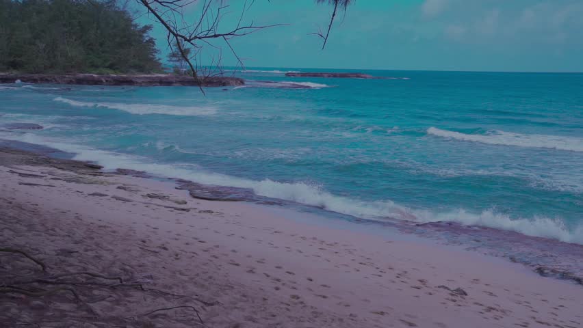 Shot of Turtle Bay Beach located in Hawaii with Mountain/Cliff in Backgorund
