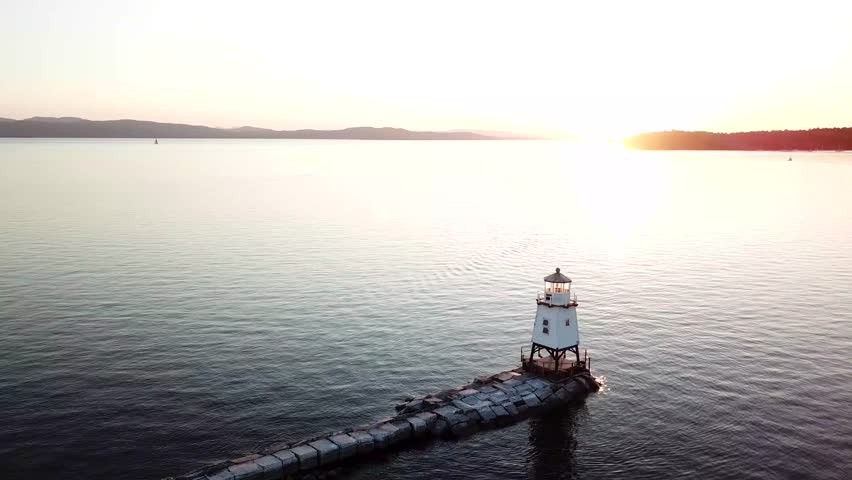 Lake Champlain lighthouse on Burlington, VT waterfront.