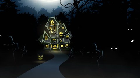Halloween also known as Allhalloween the time in the liturgical year dedicated to remembering the dead an animation theme entering the gate and walk toward the haunted house