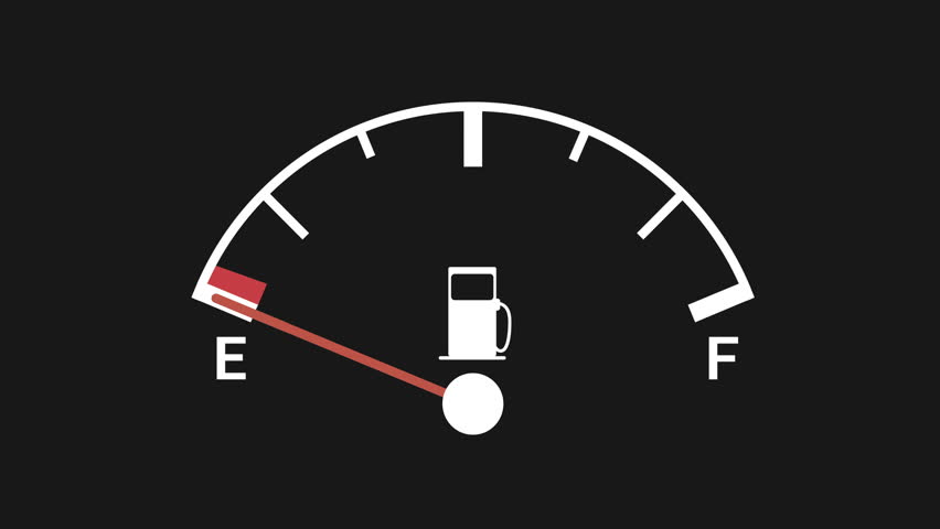 Vehicle fuel gauge moving up and down. Fuel gauge with the needle moving from full to empty. 4K Animation.  Royalty-Free Stock Footage #1017217435