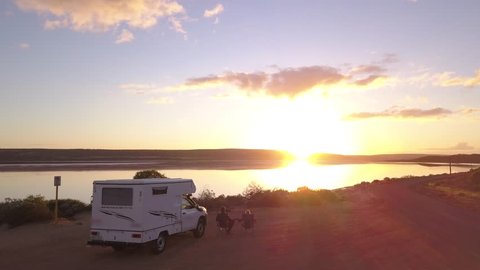 Drone aerial Australia Camping sunset sundown camper