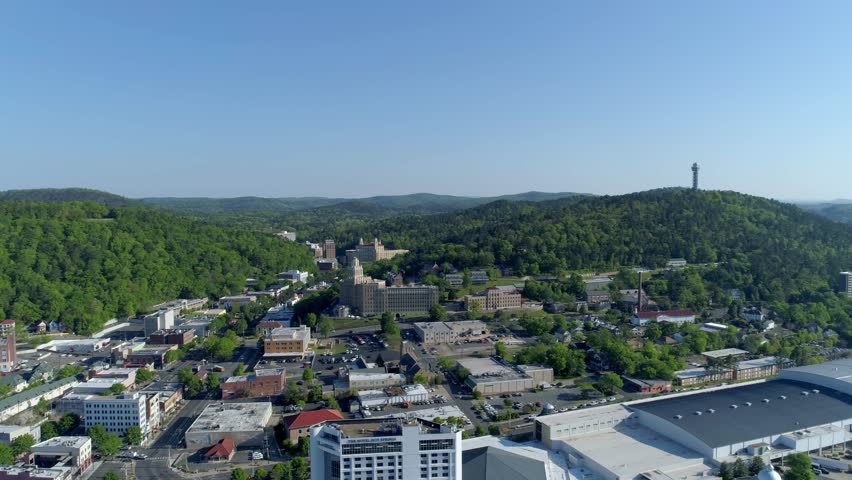 Drone Shot of Hot Springs, Arkansas with Rolling Hills