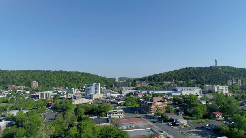 Drone Shot of Downtown Hot Springs, Arkansas