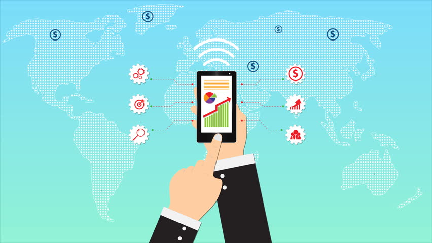 Social Network flat design animated background for business