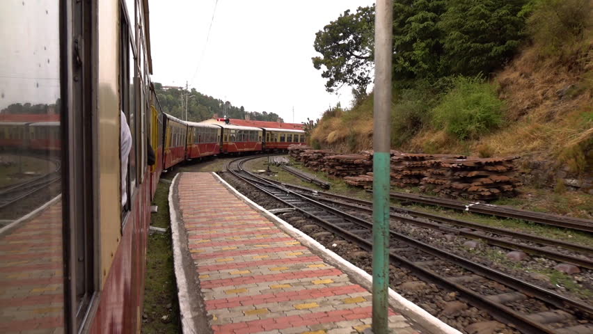 Historic train on the way from Shimla to Kalka, UNESCO World Heritage Site, Himachal Pradesh, India
