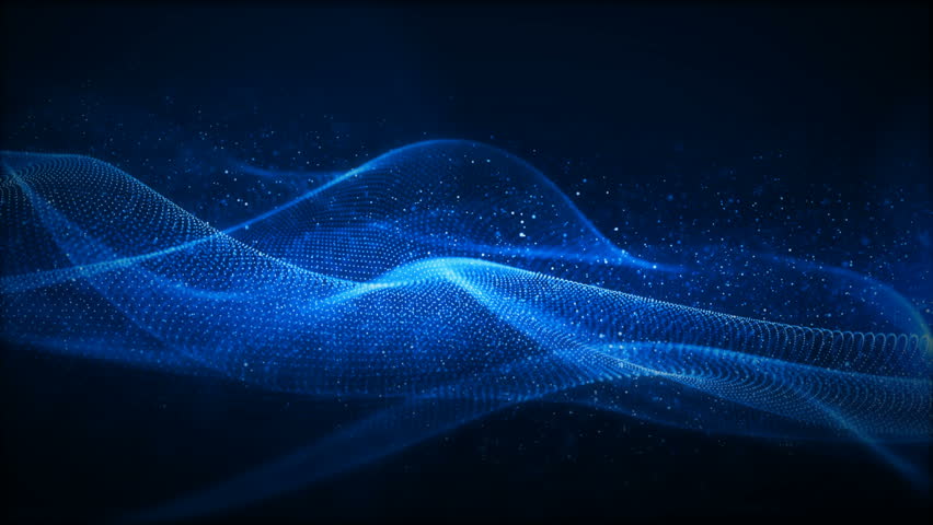 Digital blue particles wave with light motion abstract background Royalty-Free Stock Footage #1017275374