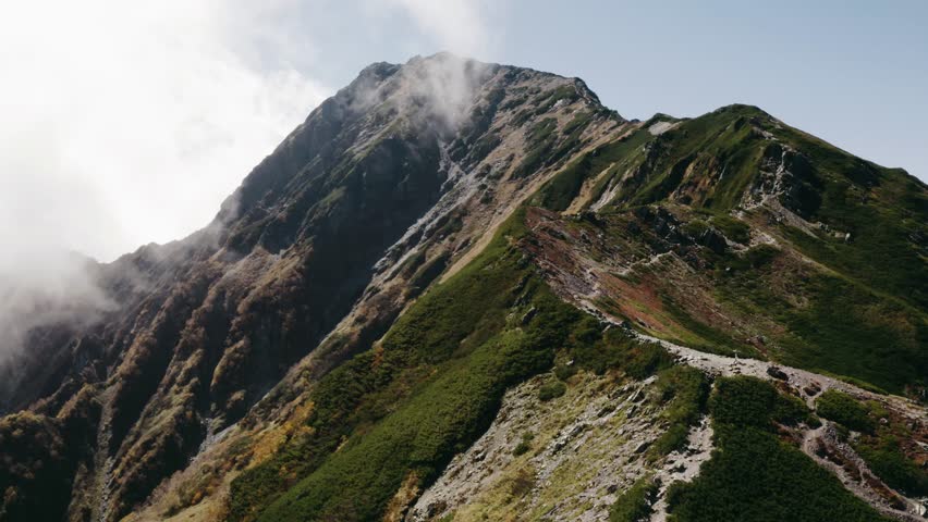 4k aerial drone footage - Beautiful Mt. Kita in the Southern Japanese Alps.  Japan.  