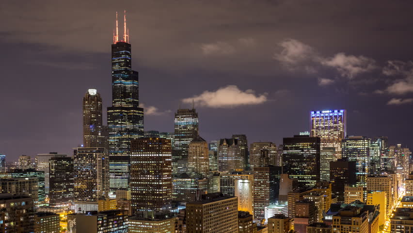 Chicago Skyline at Night in Illinois image - Free stock photo - Public ...