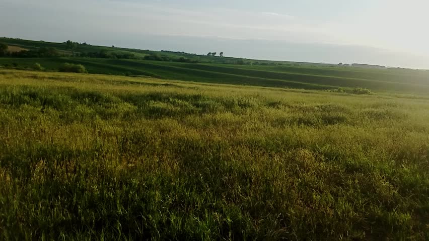 sunset over pasture in iowa