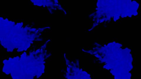 3d render of Blue inky injections into water on black background with luma matte. Blue ink on white background 13