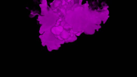 3d render of Pink inky injections into water on black background with luma matte. Blue ink on white background 8