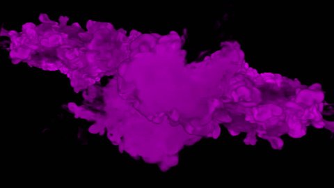 3d render of Pink inky injections into water on black background with luma matte. Blue ink on white background 5