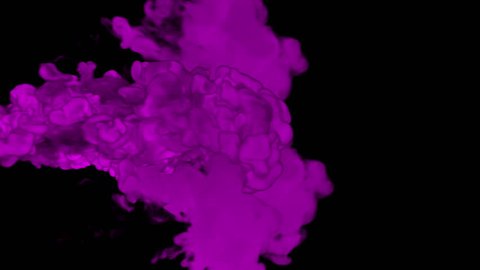3d render of Pink inky injections into water on black background with luma matte. Blue ink on white background 3