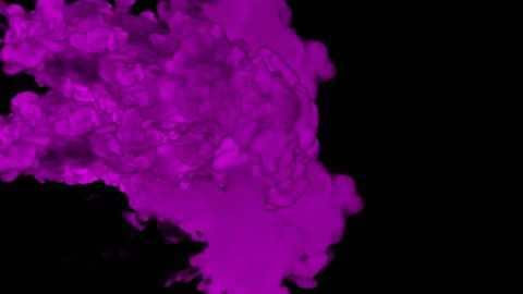 3d render of Pink inky injections into water on black background with luma matte. Blue ink on white background 1