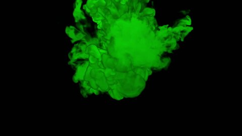 3d render of Green inky injections into water on black background with luma matte. Blue ink on white background 8