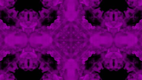 3d render of Pink inky injections into water on black background with luma matte. Kaleidoscope effect. Rorschach inkblot test 5