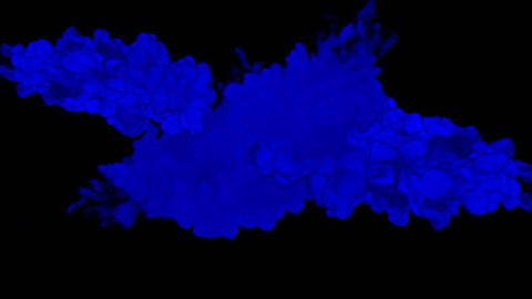 3d render of Blue inky injections into water on black background with luma matte. Blue ink on white background 5