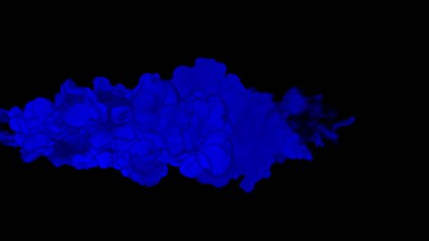 3d render of Blue inky injections into water on black background with luma matte. Blue ink on white background 9