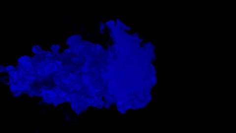 3d render of Blue inky injections into water on black background with luma matte. Blue ink on white background 7