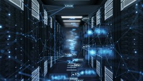 Beautiful Blue Abstract Numbers Moving in Abstract Server Room with DOF Blur. Looped 3d Animation of Datacenter. Business and Futuristic Technology Concept. 4k Ultra HD 3840x2160. - Powered by Shutterstock - Get 15% off with code: PIKWIZARD15