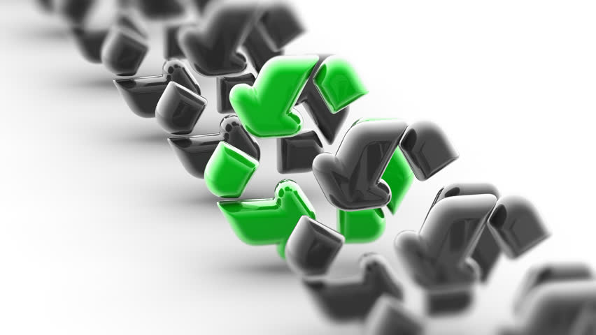 Recycle icon. Looping footage has 4K resolution. Encoder Prores 4444. 3D Illustration.