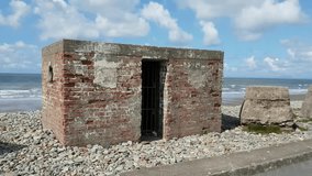 World War II coastal defences building in Fairbourne, Wales UK.