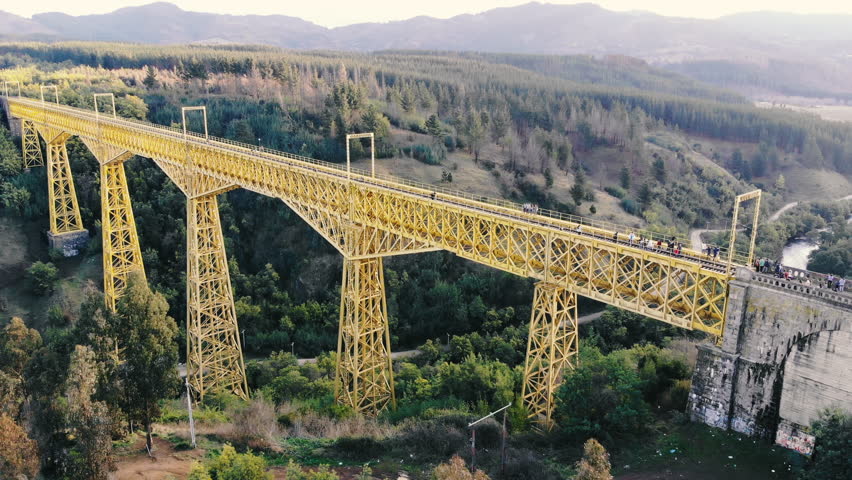 Aerial view of the Malleco viaduct, Araucania region, Chile