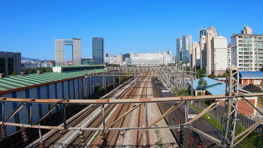 Seoul Subway KTX train traffic in Seoul City,South Korea.
