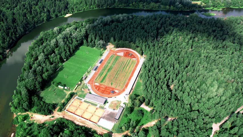 Stadium in Vingis Park, Vilnius, Lithuania, Aerial View