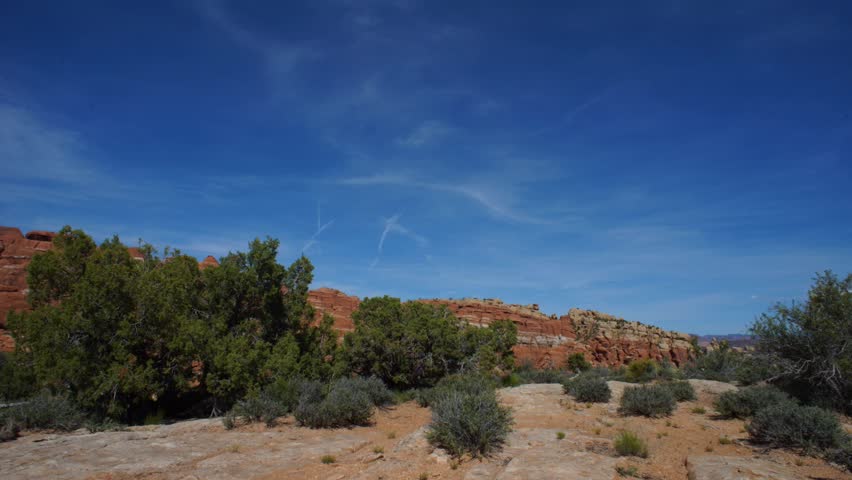 Desert landscape sky, shrubs at Arches National Park image - Free stock ...