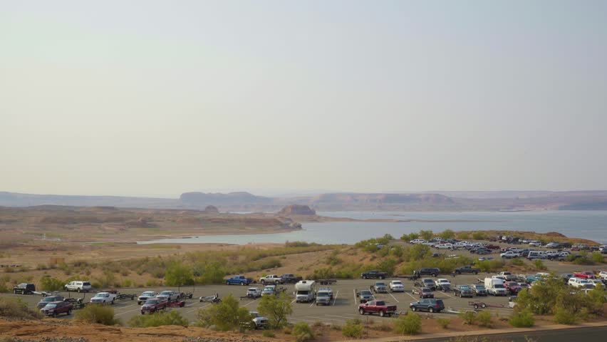 Summer morning of Lake Powell at Bullfrog Marina in Southern Utah, USA.