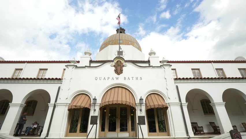 Historic Bath House Exterior, Slow Motion