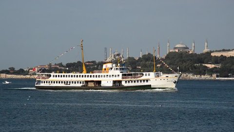 Istanbul, Turkey, 22 August 2018:  Ferry floating