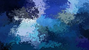 abstract animated stained background seamless loop video - watercolor splotch effect - dark ocena blue color