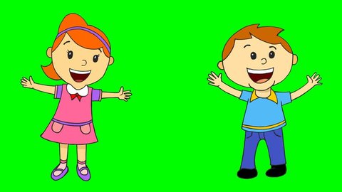 Happy Kids 2D Cartoon Characters