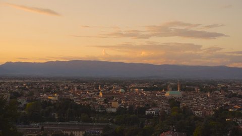 Panoramic view of an Italian town at sunset.