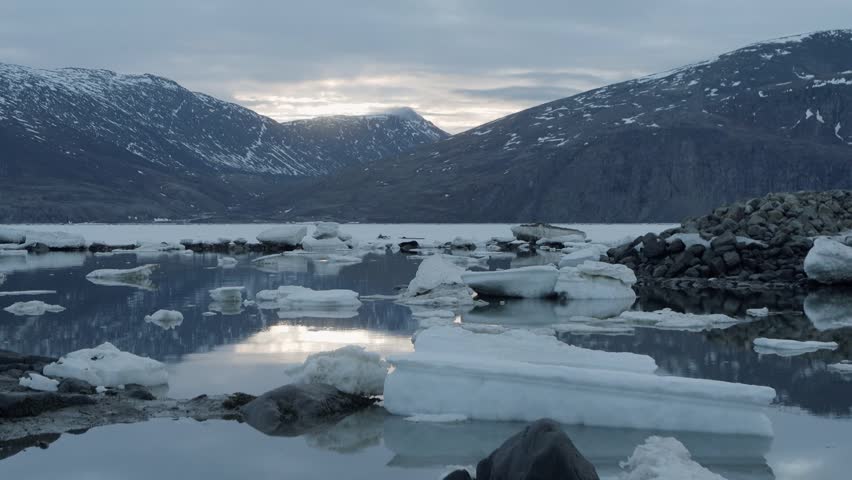 Calm water at the beach in Pangnirtung Nunavut
