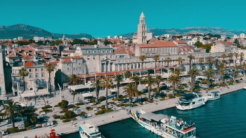 Aerial Footage of Old Town Split, Croatia