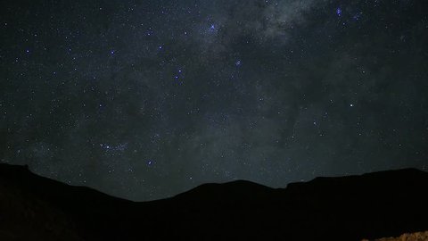 A starlapse in the Bolivian and Chilean desert. Stargazing with tourists.