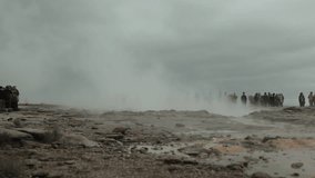 Slow motion eruption of the Strokkur geysir in Iceland. Not color graded.
