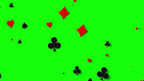 loop poker symbols fall up on green screen