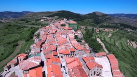Aerial View with Drone in PuertoMingalvo,village of Teruel, Aragon - Spain