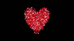 slow motion of particles in heart shape, 4K valentines day video greeting card
