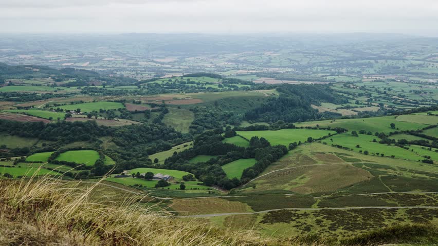 Time lapse of countryside view from top of Hay Bluff
