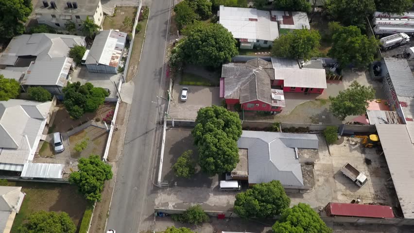 Kingston Jamaica Aerial Footage Downtown